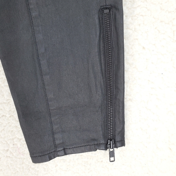 Madewell Coated Black Moto Jeans Zip Ankles Pocket Skinny Womens 29 (33x28) - Picture 7 of 10